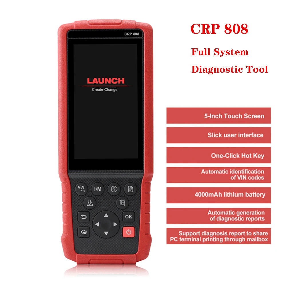 Launch CRP808 OBD Code Read Scanner Full System Diagnostic Tool With 5 Special Functions Read Data Stream Service for Full Cars
Launch CRP808 OBD Code Read Scanner Full System Diagnostic Tool With 5 Special Functions Read Data Stream Service for Full Cars