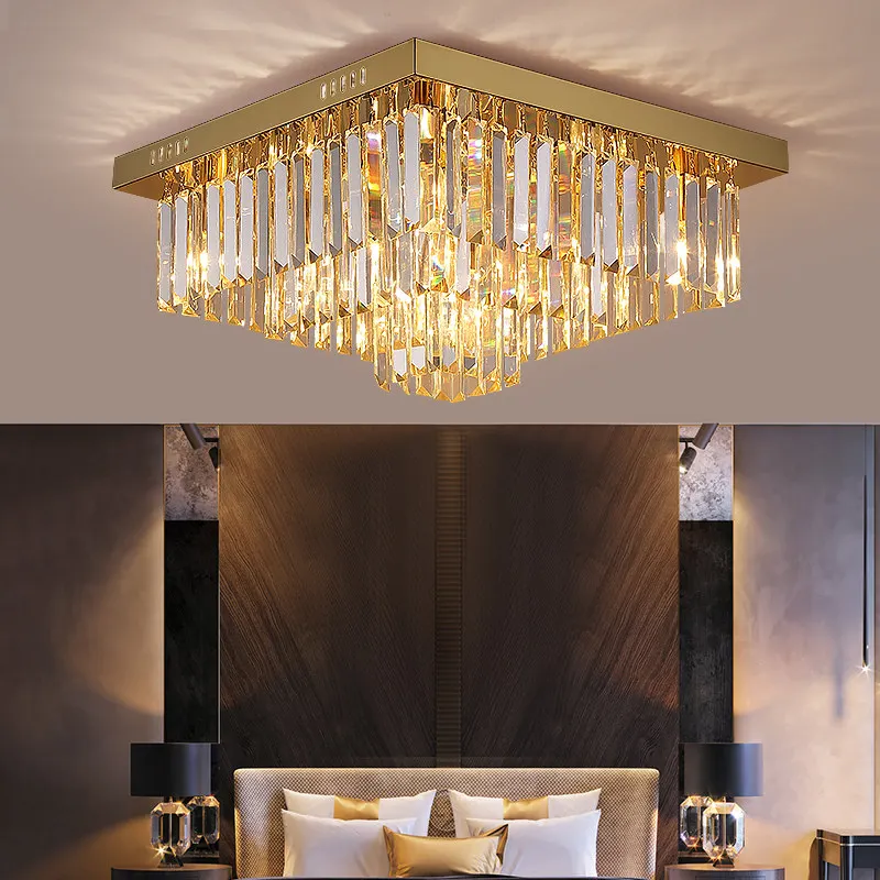 Modern gold crystal chandelier for ceiling bedroom living room gold cristal lamp home decor square led light fixtures
Modern gold crystal chandelier for ceiling bedroom living room gold cristal lamp home decor square led light fixtures