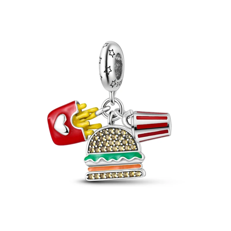 Summer Colorful CZ Food Fries Hamburger Dangle Charm fit Pandora Bracelet Necklace Women 925 Original Silver Jewelry Making Gift
Summer Colorful CZ Food Fries Hamburger Dangle Charm fit Pandora Bracelet Necklace Women 925 Original Silver Jewelry Making Gift