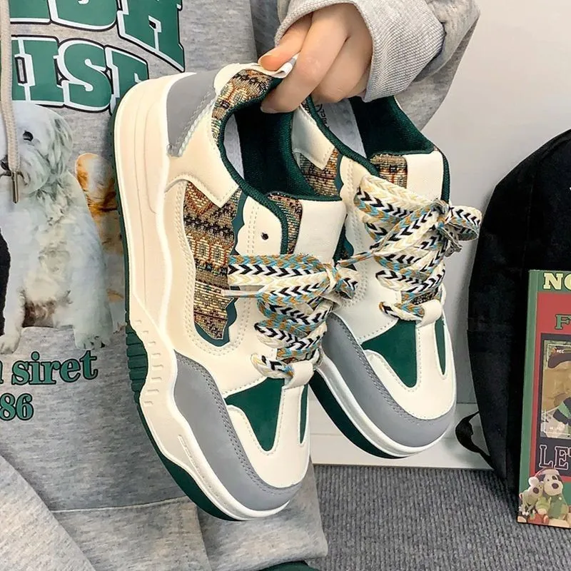 Sweet Sneakers Women Flats Mid Heels Lace Up Shoes for Women Fashion Mixed color Round Toe Platform Vulcanize Shoes Plus Size
Sweet Sneakers Women Flats Mid Heels Lace Up Shoes for Women Fashion Mixed color Round Toe Platform Vulcanize Shoes Plus Size