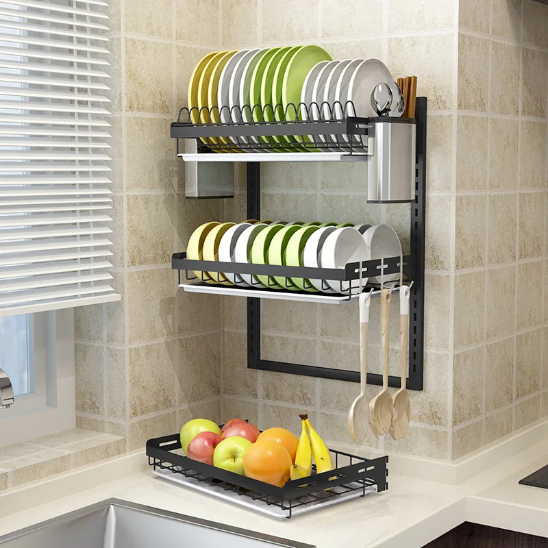 Kitchen Dish Rack Stainless Steel Desktop Plate Cutlery Cup Dish Drainer Drying Rack Wall Mount Kitchen Organizer Storage Holder
Kitchen Dish Rack Stainless Steel Desktop Plate Cutlery Cup Dish Drainer Drying Rack Wall Mount Kitchen Organizer Storage Holder