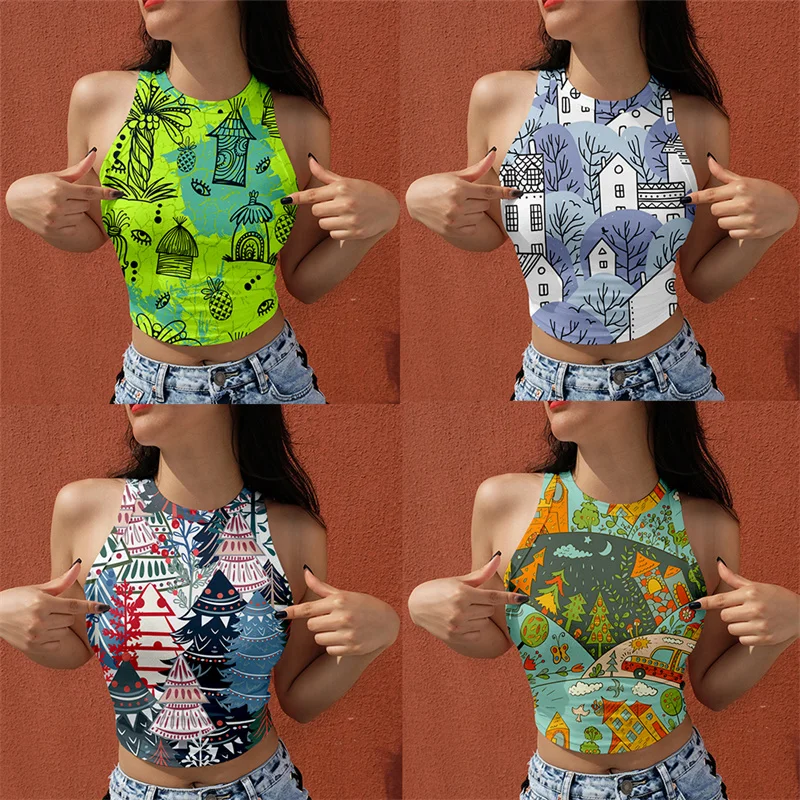 Summer Women Top Sexy Midriff-baring Vest Sling Crop Sleeveless Casual Clothes Print Comfortable Simple Style
Summer Women Top Sexy Midriff-baring Vest Sling Crop Sleeveless Casual Clothes Print Comfortable Simple Style
