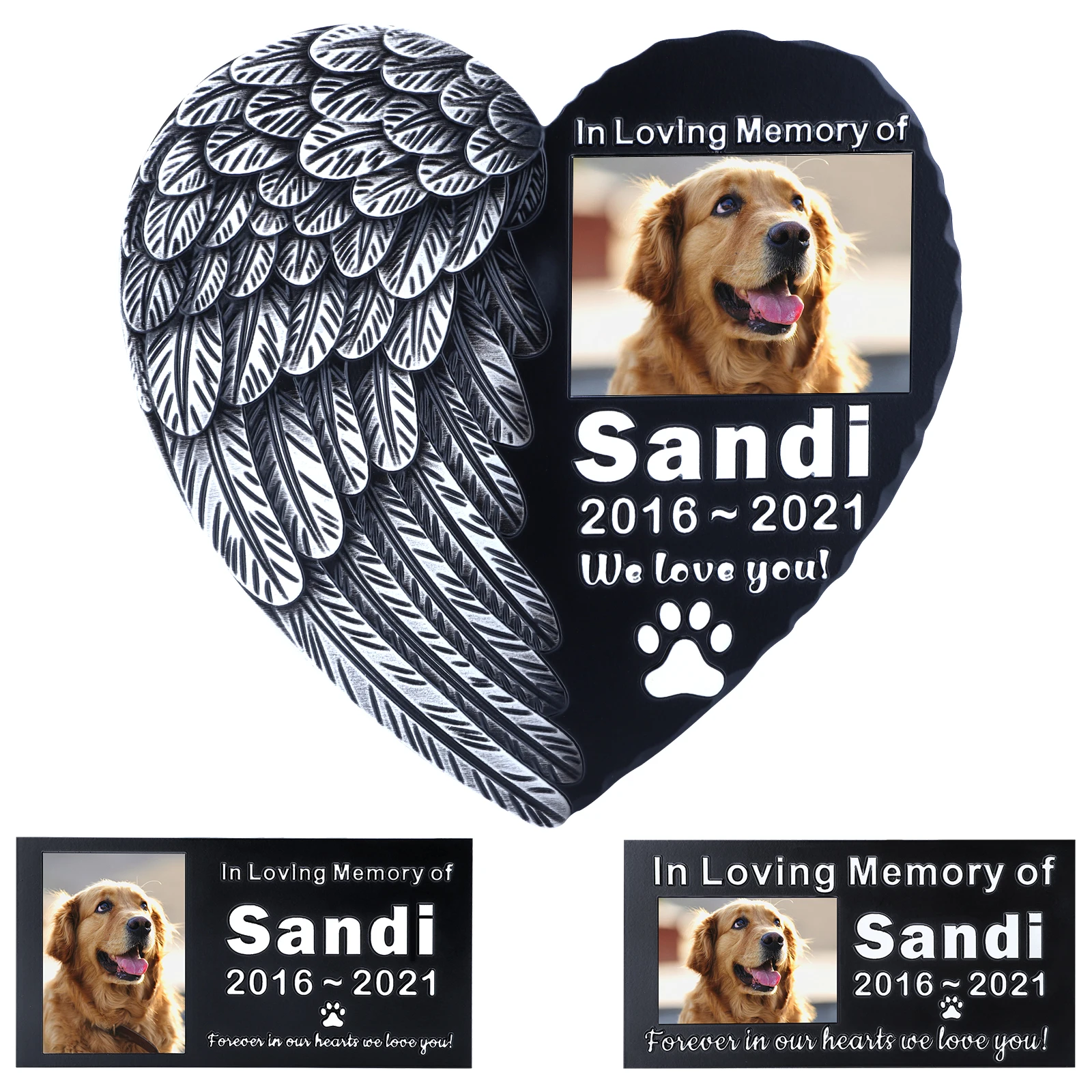 Acrylic Heart Shaped Pet Memorial Plaque With Photo Customized Engraved Loved Dog Cat Or Bird Grave Markers Dog Remembrance Gift