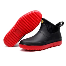 Men Non-slip Waterproof Rain Boots Footwear Kitchen Work Car Wash Rubber Shoes Fashion Ankle Casual Rain Shoes Keep Warm Winter