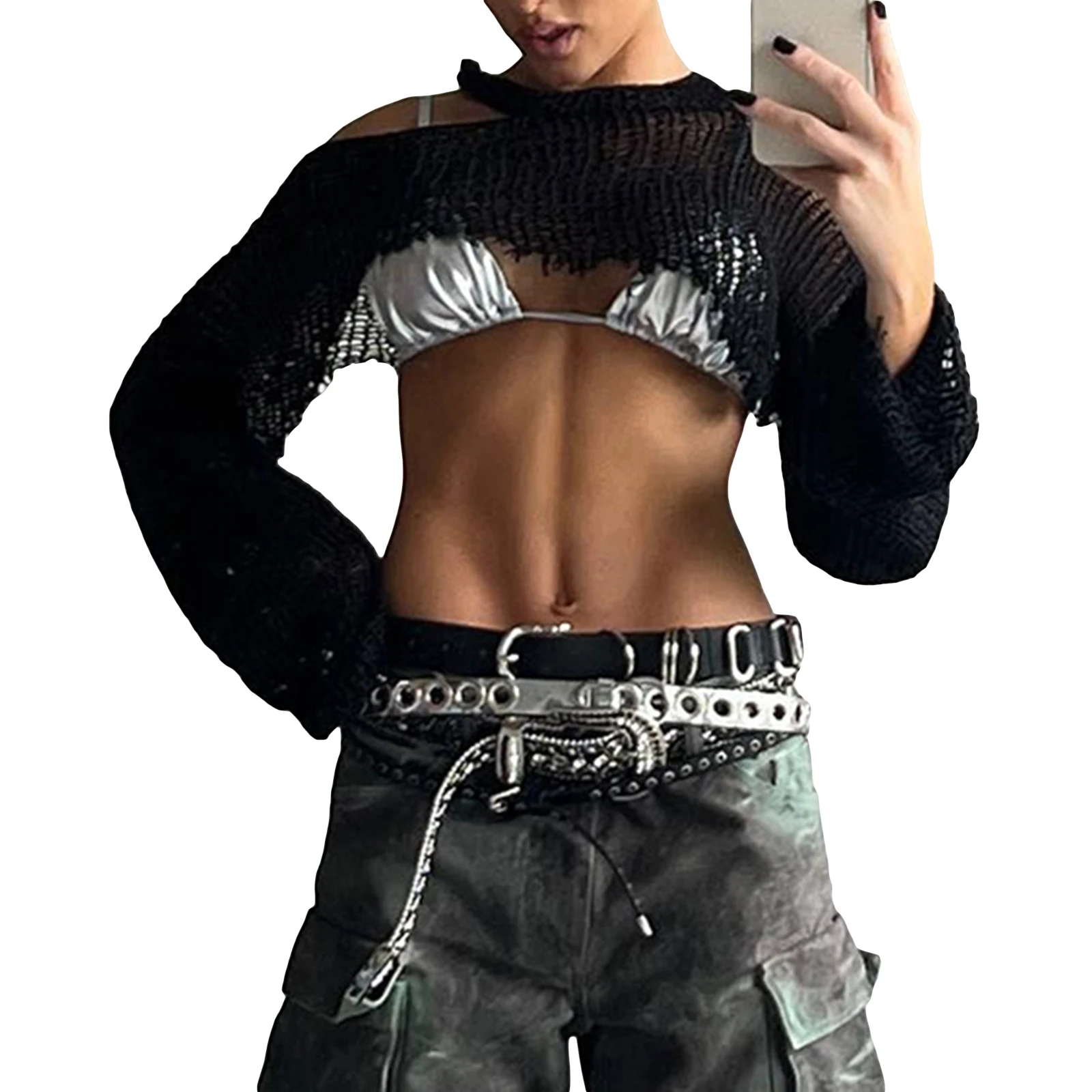 Women Knit Cropped Shrug Tops Pullover Solid Color Long Sleeve Crochet See-Through Cover Up Grunge Sweater
Women Knit Cropped Shrug Tops Pullover Solid Color Long Sleeve Crochet See-Through Cover Up Grunge Sweater