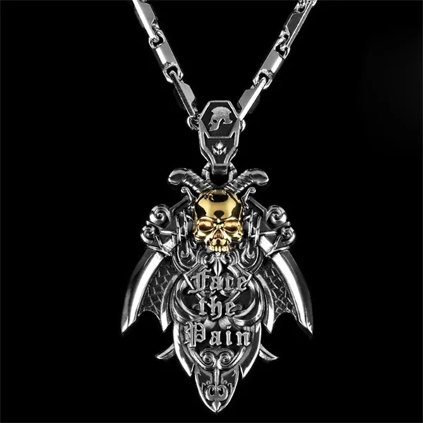 \Face the Pain\ Pendant Personality Men's Fashion Two Tone Skull Pendant Necklace Hip Hop Punk Gothic Necklace Jewelry Gifts
\Face the Pain\ Pendant Personality Men's Fashion Two Tone Skull Pendant Necklace Hip Hop Punk Gothic Necklace Jewelry Gifts