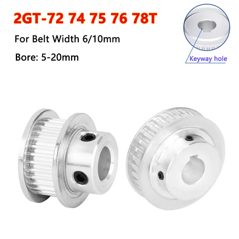 1pc 72 74 75 76 78 Teeth 2GT Timing Pulley Bore 5 6 8 10 12 14-20mm GT2 Synchronous Wheel For Width 6 10mm Belt 3D Printer Parts
1pc 72 74 75 76 78 Teeth 2GT Timing Pulley Bore 5 6 8 10 12 14-20mm GT2 Synchronous Wheel For Width 6 10mm Belt 3D Printer Parts