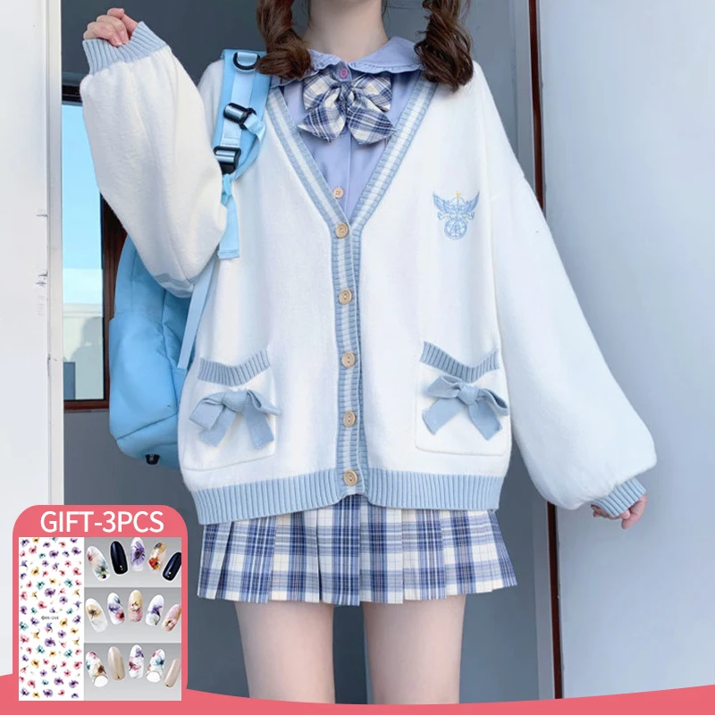 Autumn And Winter Cardigan Women Sweater Knitted Tops Japanese Kawaii Fashion Cute Bow Heart Korean College Style Uniform Coat
Autumn And Winter Cardigan Women Sweater Knitted Tops Japanese Kawaii Fashion Cute Bow Heart Korean College Style Uniform Coat