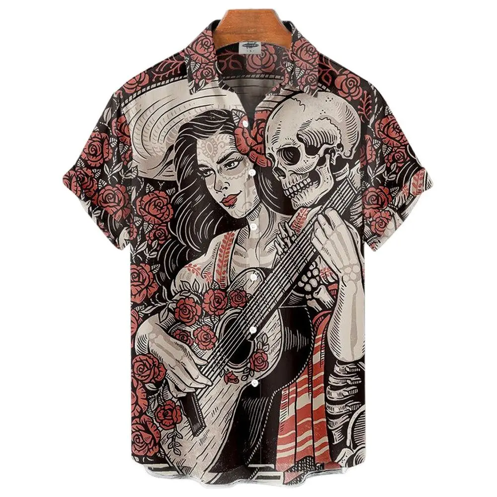 Men's Shirts 3d Skull Print Guitar Graphics Hawaiian Clothing Male/Female Vintage Hip Hop Halloween Party Fashion Gothic Blouse
Men's Shirts 3d Skull Print Guitar Graphics Hawaiian Clothing Male/Female Vintage Hip Hop Halloween Party Fashion Gothic Blouse