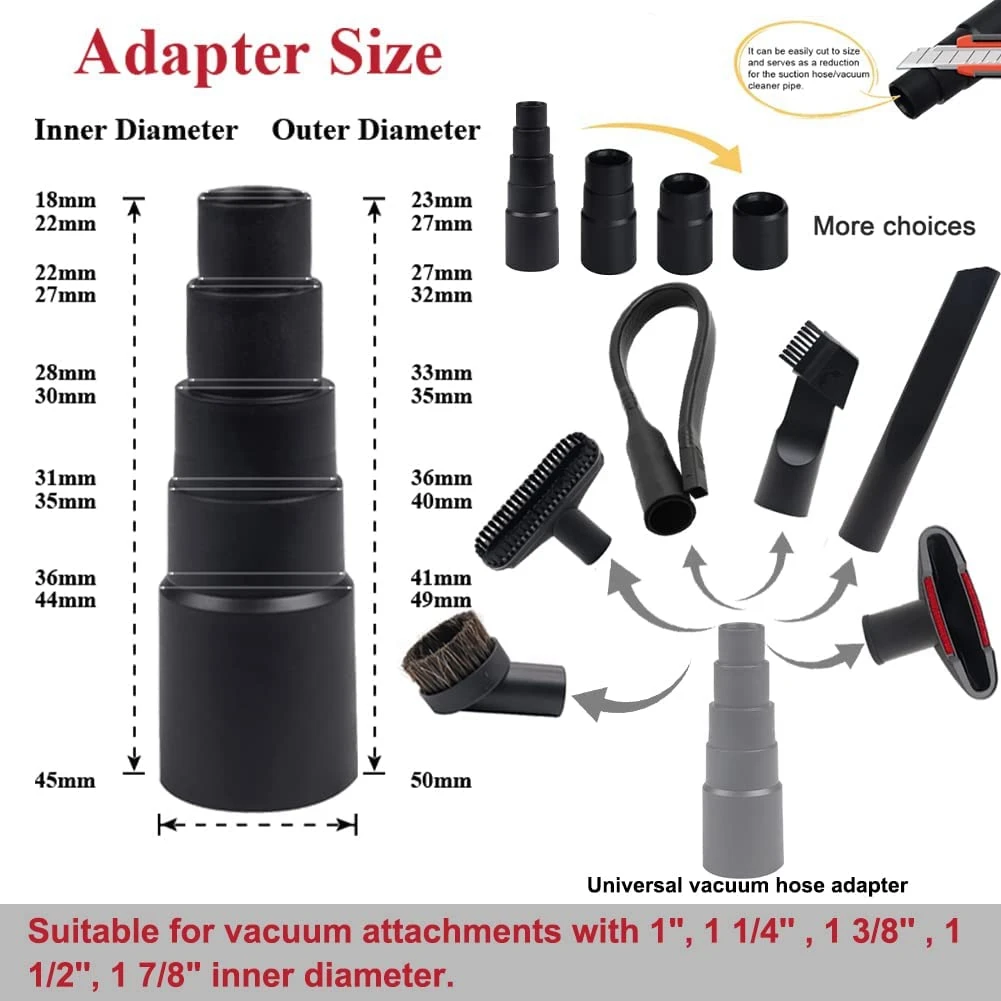 9 Pcs Universal Vacuum Attachments for Shop Vac- 2 1/2 Inch to 1 1/4 Inch Shop Vac Hose Adapter, Vacuum Floor Brush Tool
9 Pcs Universal Vacuum Attachments for Shop Vac- 2 1/2 Inch to 1 1/4 Inch Shop Vac Hose Adapter, Vacuum Floor Brush Tool
