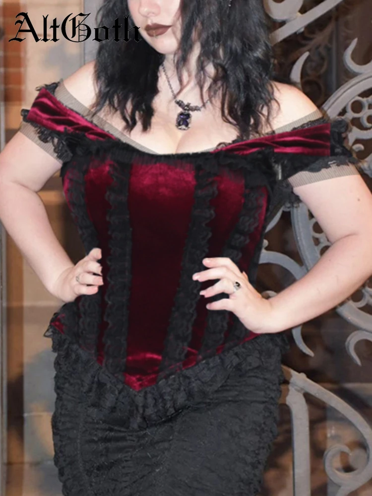 AltGoth Palace Style Goth Velvet Vest Women Vintage Y2k E-girl Coquette Lace Patchwork Corset Crop Tank Tops Emo Alt Rave Outfit
AltGoth Palace Style Goth Velvet Vest Women Vintage Y2k E-girl Coquette Lace Patchwork Corset Crop Tank Tops Emo Alt Rave Outfit