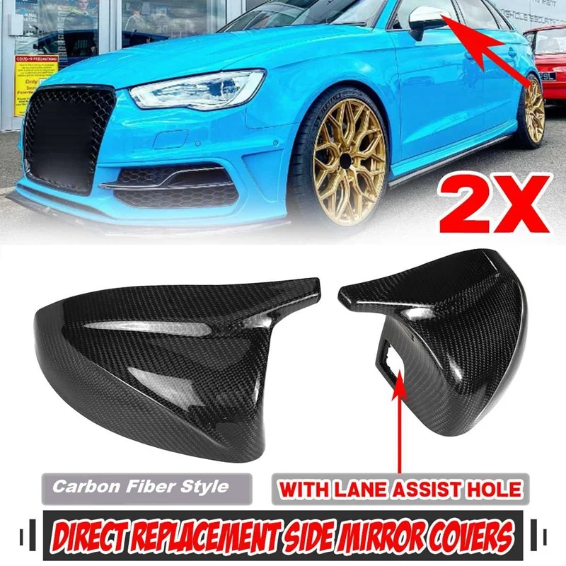 2X Carbon Fiber Style Car Side Rear View Mirror Cover Direct Replace Cap for- A3 8V S3 RS3 2014-2020 W/ Lane Assist
2X Carbon Fiber Style Car Side Rear View Mirror Cover Direct Replace Cap for- A3 8V S3 RS3 2014-2020 W/ Lane Assist