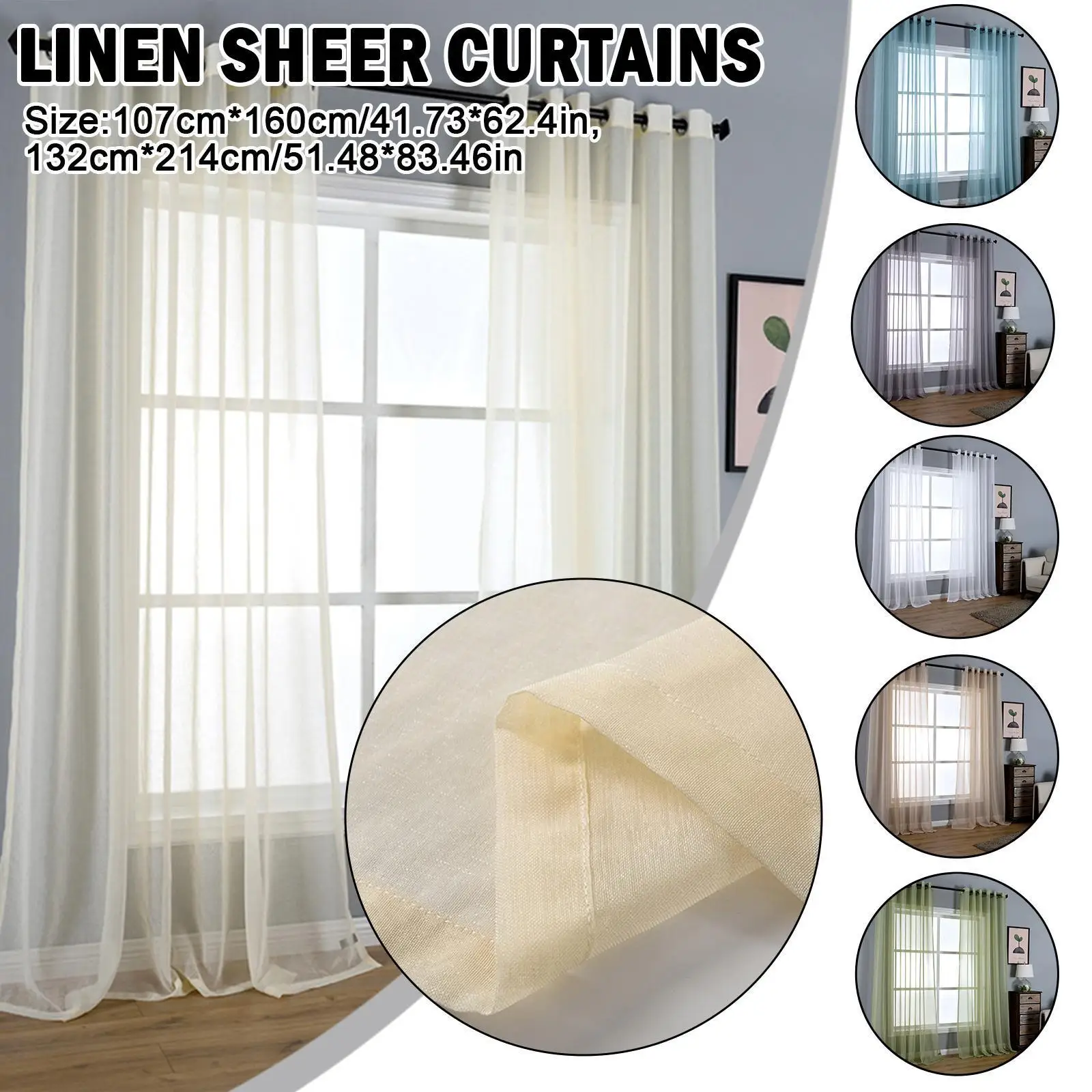 2 Pcs Linen Sheer Curtains Sheer Vertical Drapes Plain Color Privacy Curtains With Light Filtering For Bedroom Balcony Wind D9s5
2 Pcs Linen Sheer Curtains Sheer Vertical Drapes Plain Color Privacy Curtains With Light Filtering For Bedroom Balcony Wind D9s5