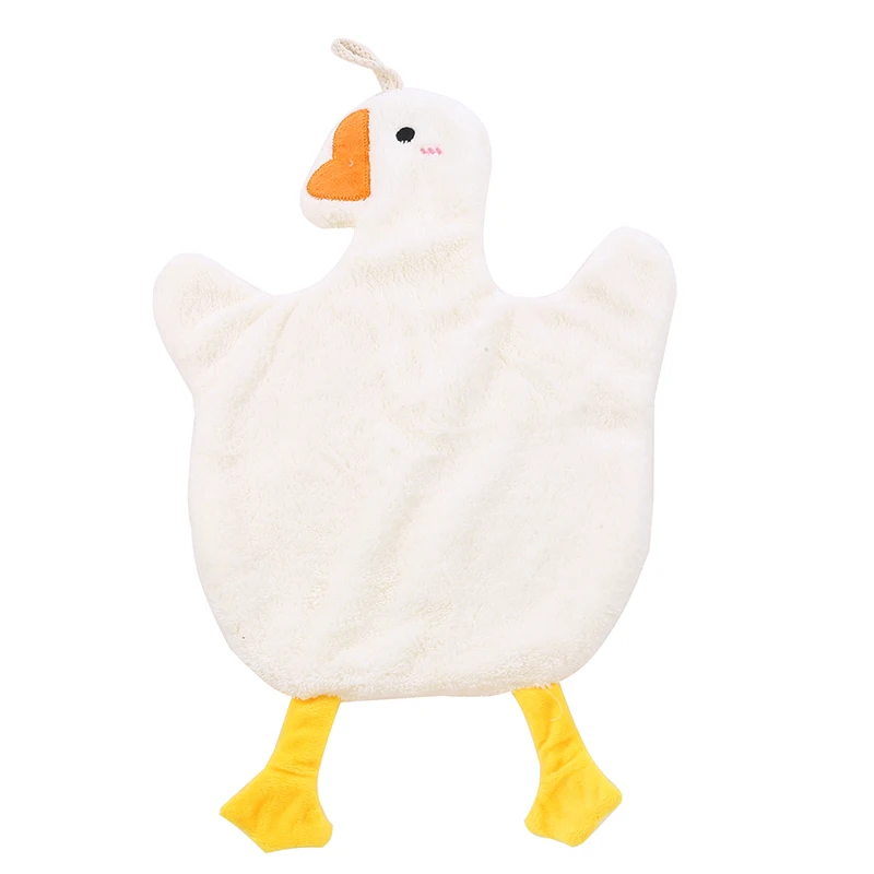 

1PCS Cartoon big white goose wipes hand towel Coral Fleece Absorbent Wall Mountable Towels Soft and cute children's handkerchief