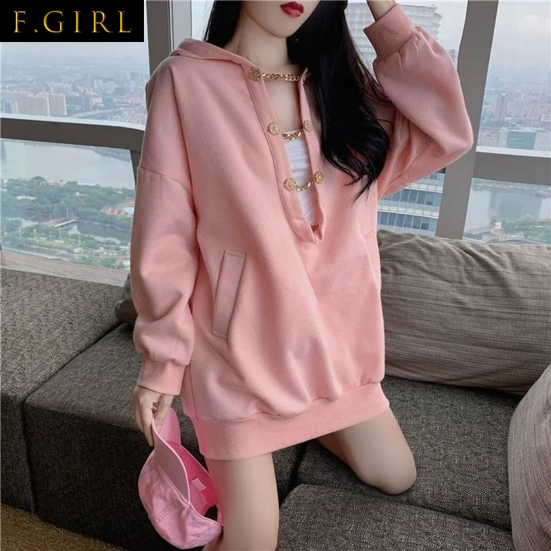 Hoodies Women Pink Pockets Simple Hooded High Street Long Sleeve All-match Sweet Girls Popular Preppy Style Feminine Loose Chic
Hoodies Women Pink Pockets Simple Hooded High Street Long Sleeve All-match Sweet Girls Popular Preppy Style Feminine Loose Chic