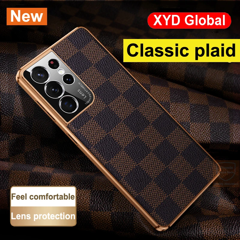 Сетчатый чехол из натуральной кожи для телефона Samsung Galaxy S21 S22 Plus Pro, Классический Клетчатый чехол для Galaxy S21 S22, Ультратонкий бампер
Сетчатый чехол из натуральной кожи для телефона Samsung Galaxy S21 S22 Plus Pro, Классический Клетчатый чехол для Galaxy S21 S22, Ультратонкий бампер