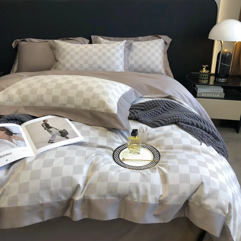 Plaid Jacquard Cotton Patchwork Bedding Set Luxury Pure Cotton Simple Duvet Cover Set Bed Sheet Pillowcases Queen King 4Pcs
Plaid Jacquard Cotton Patchwork Bedding Set Luxury Pure Cotton Simple Duvet Cover Set Bed Sheet Pillowcases Queen King 4Pcs