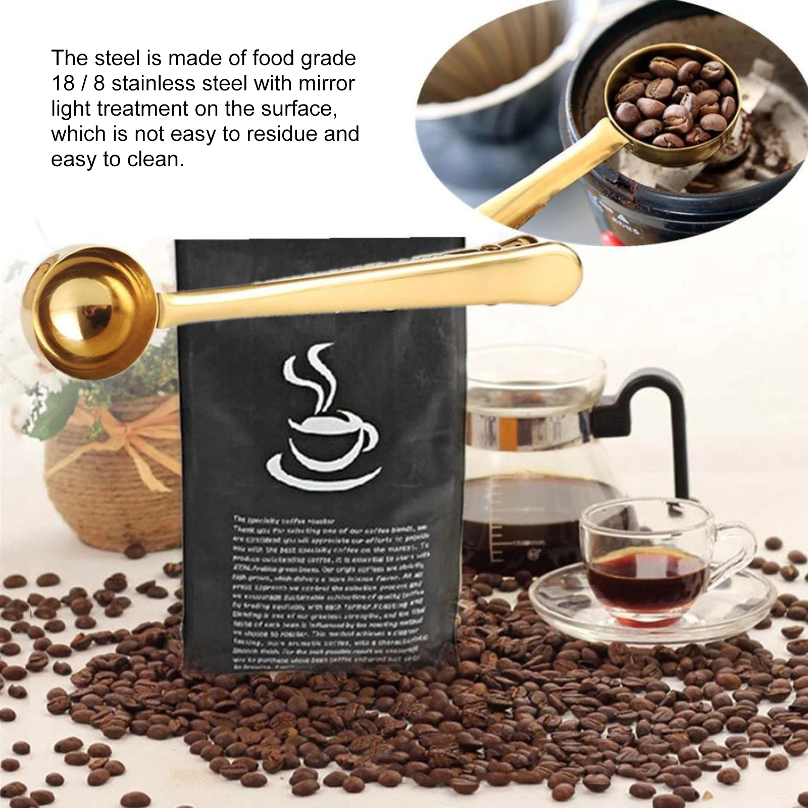2Pcs Coffee Bag Sealing Clip With Scoop Stainless Steel Coffee Measuring Spoon Sealing Bag Clip Sealer Clamp For Kitchen Storage
2Pcs Coffee Bag Sealing Clip With Scoop Stainless Steel Coffee Measuring Spoon Sealing Bag Clip Sealer Clamp For Kitchen Storage