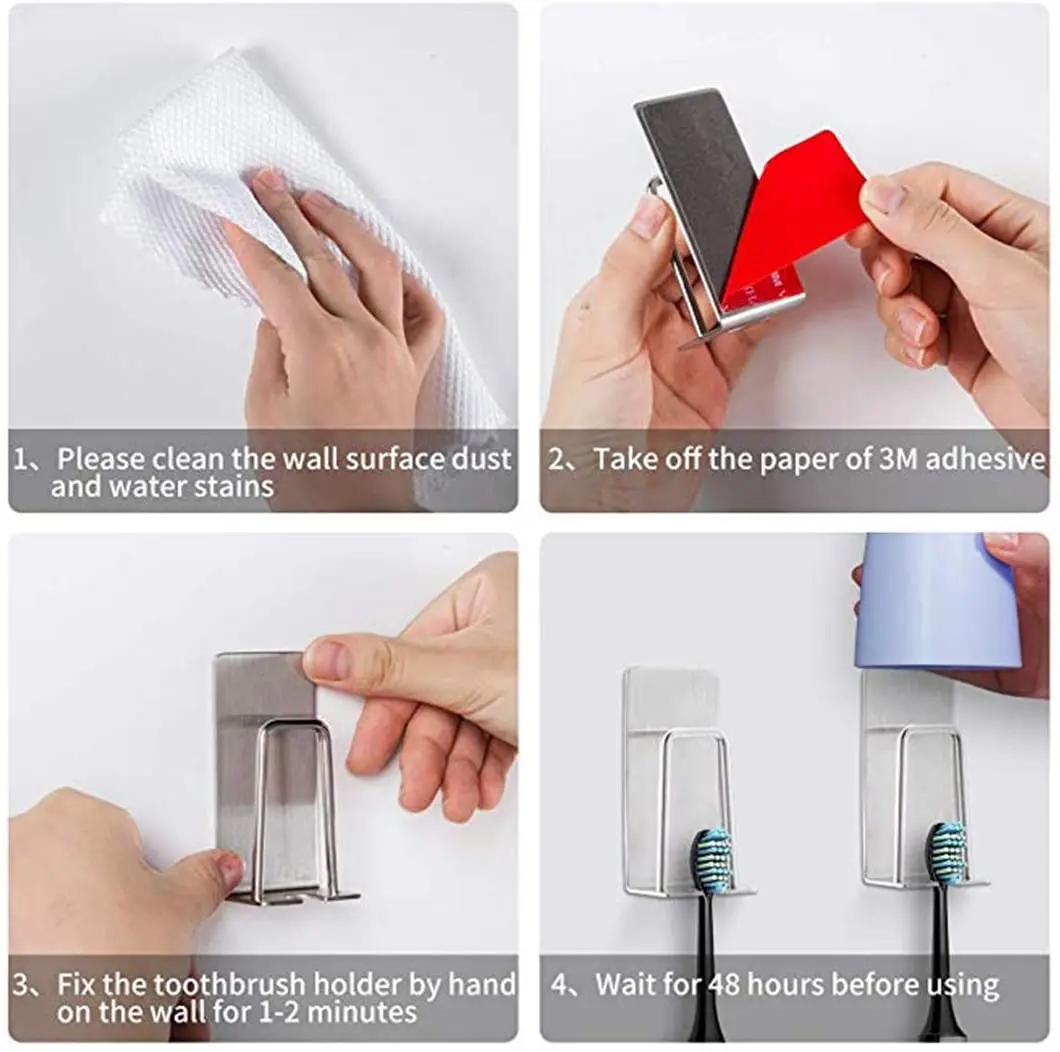 Настенный держатель для зубных щеток с самоклеящимся держателем для зубных щёток из нержавеющей стали, Серебряный держатель для зубных щет... 
Настенный держатель для зубных щеток с самоклеящимся держателем для зубных щёток из нержавеющей стали, Серебряный держатель для зубных щет...