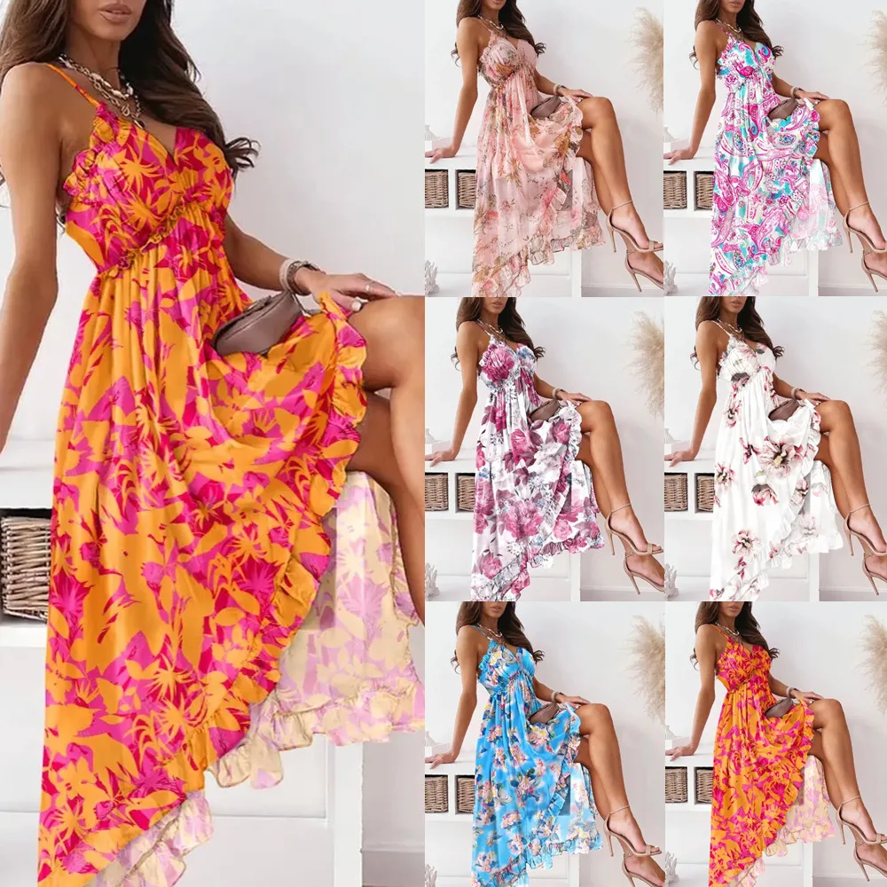 V-Neck Fashion Womens Sling Sleeveless Floral Long Dress Boho Summer Bohemian Printed Party Beach Maxi Dress Casual Sundress
V-Neck Fashion Womens Sling Sleeveless Floral Long Dress Boho Summer Bohemian Printed Party Beach Maxi Dress Casual Sundress