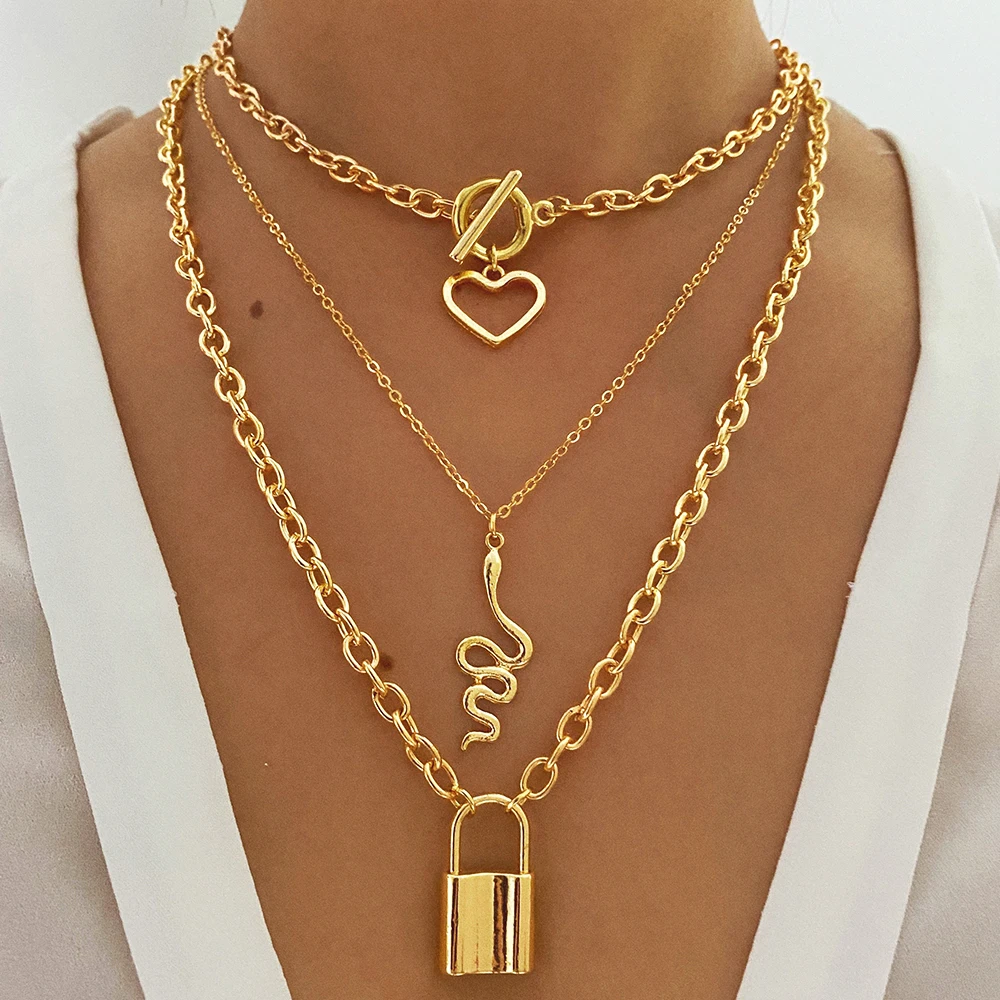 Модное винтажное ожерелье IFMIA с подвеской в виде змеиного замка, женское многослойное ожерелье с подвеской в виде сердца в стиле ретро для ж... 
Модное винтажное ожерелье IFMIA с подвеской в виде змеиного замка, женское многослойное ожерелье с подвеской в виде сердца в стиле ретро для ж...