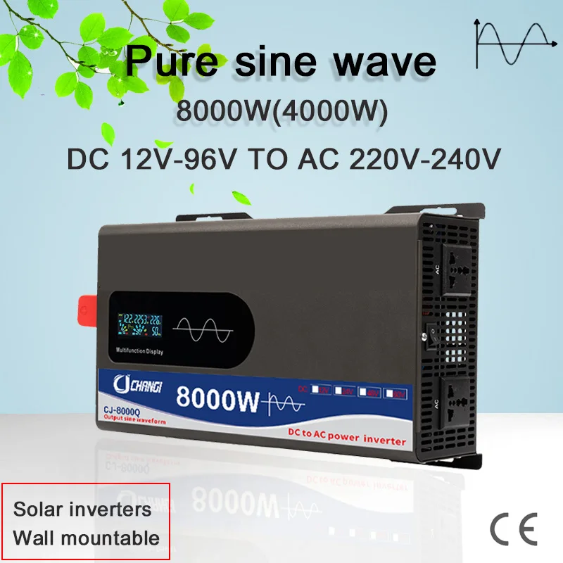 Pure Sine Wave Inverter 8000W/4000W 12V/24V To 110V 220V Voltage Transformer Remote Power Converter off grid Solar Inverter 
Pure Sine Wave Inverter 8000W/4000W 12V/24V To 110V 220V Voltage Transformer Remote Power Converter off grid Solar Inverter