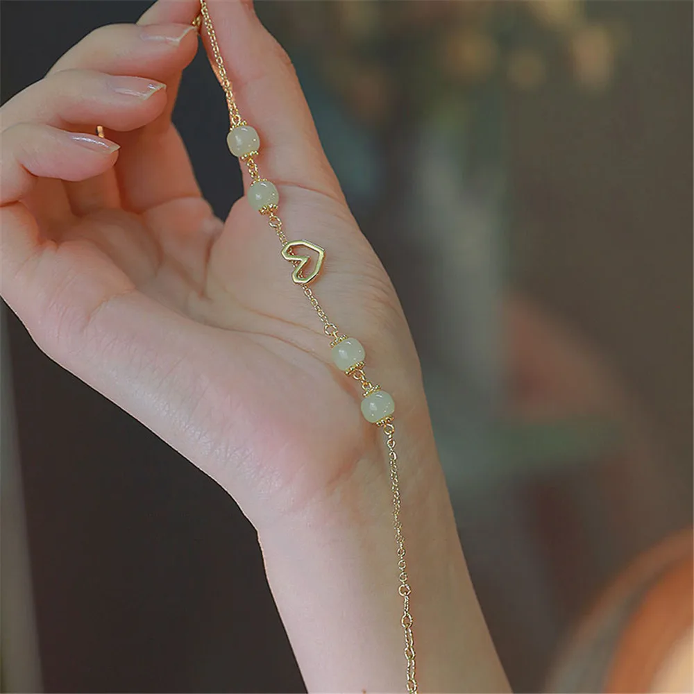 French Girl Heart Natural Hetian Jade Bracelet Love Sweet Ins Niche Design Lovely Girlfriend Gift 14K Gold Filled Chain Jewelry
French Girl Heart Natural Hetian Jade Bracelet Love Sweet Ins Niche Design Lovely Girlfriend Gift 14K Gold Filled Chain Jewelry