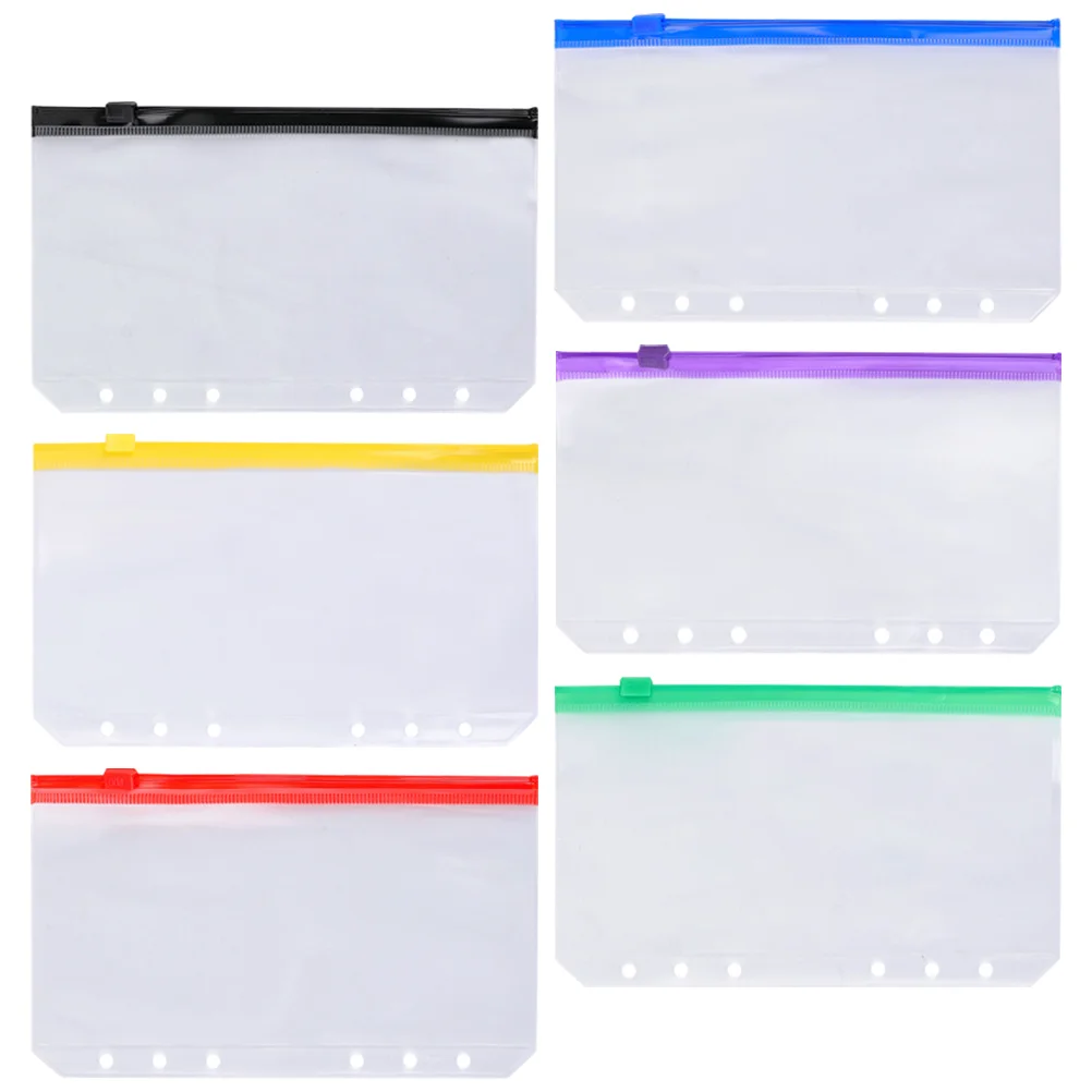 6 Pcs Coloured Zip Bags Colorful Zipper Loose Leaf File 6-Holes Transparent Pvc Organizing Pockets
6 Pcs Coloured Zip Bags Colorful Zipper Loose Leaf File 6-Holes Transparent Pvc Organizing Pockets