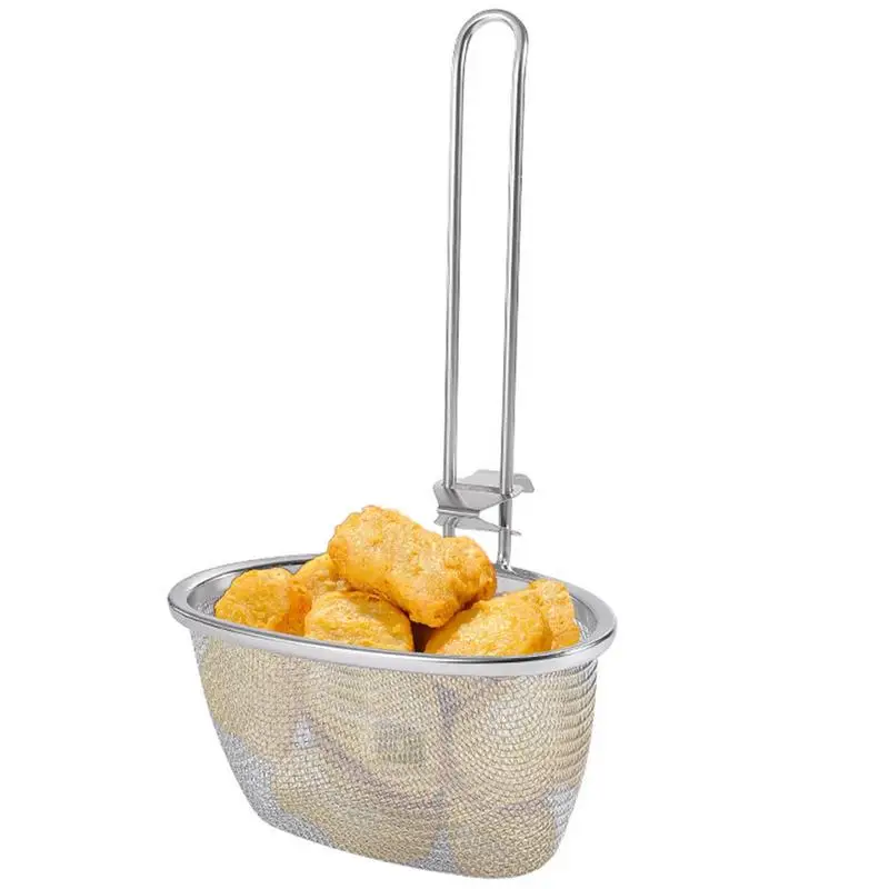 

Fine Mesh Sieve Food Strainers With Hook Stainless Steel Colander Hot Pot Frying Oil Grid Filter Oval Noodles Fine Strainers