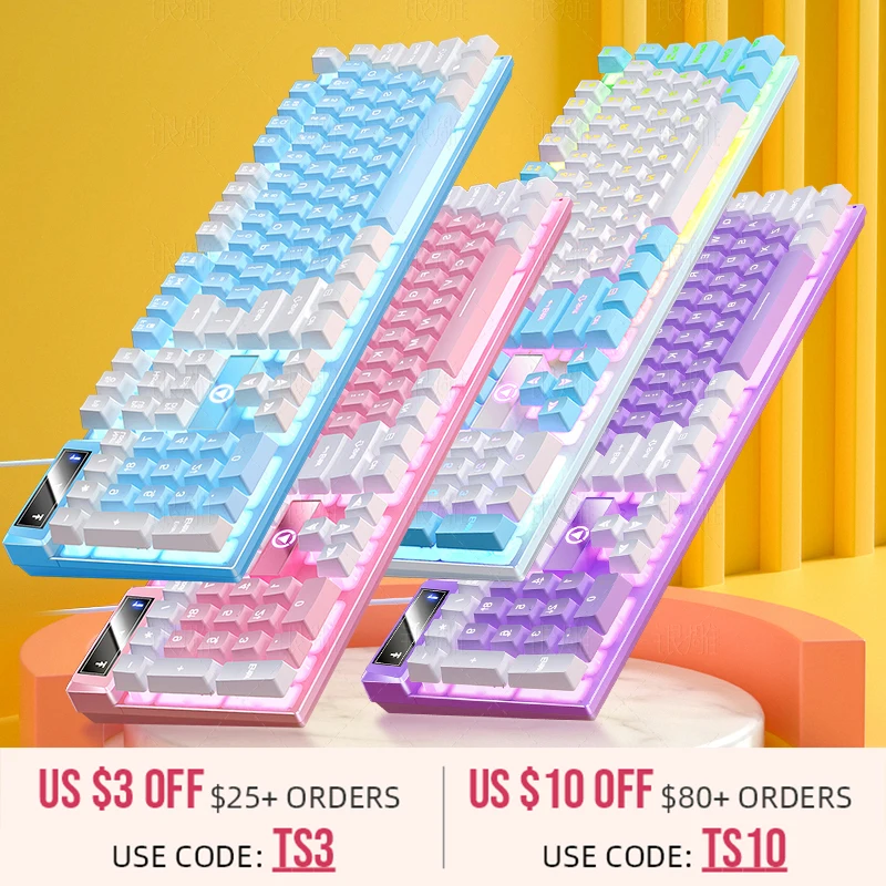 104 Keys Gaming Keyboard Wired Keyboard Color Matching Backlit Mechanical Feel Computer E-sports Peripherals for Desktop Laptop 
104 Keys Gaming Keyboard Wired Keyboard Color Matching Backlit Mechanical Feel Computer E-sports Peripherals for Desktop Laptop