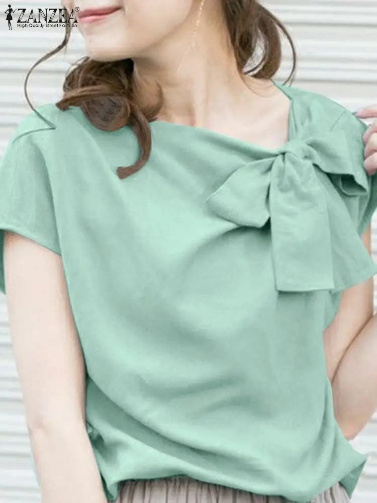 ZANZEA Vintage Elegant Fashion Oversized Casual Work OL Shirts Women Summer Solid Blouse Ladies Lace-up Short Sleeve Beach Tops
ZANZEA Vintage Elegant Fashion Oversized Casual Work OL Shirts Women Summer Solid Blouse Ladies Lace-up Short Sleeve Beach Tops
