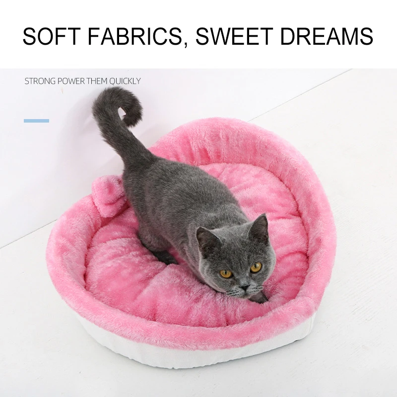

Four Seasons Cat Bed Heart Shape Dog Nest three-dimensional Plush Mat For Dogs Cats Sleeping Soft Skin-friendly Puppy Cushion