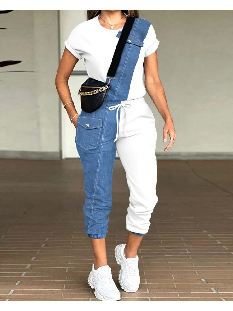 Sets Outifits 2023 New Denim Look Print Top & Drawstring Cuffed Pants Set of Two Fashion Casual Pieces for Women Elegant Female
Sets Outifits 2023 New Denim Look Print Top & Drawstring Cuffed Pants Set of Two Fashion Casual Pieces for Women Elegant Female