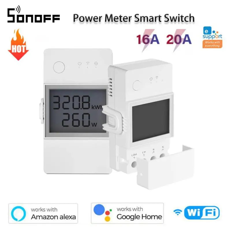 

Sonoff POW Elite 16A/20A Power Meter Smart Switch LCD Screen Overload Protection ESP32 Chip Work With EWeLink Alexa Google Home