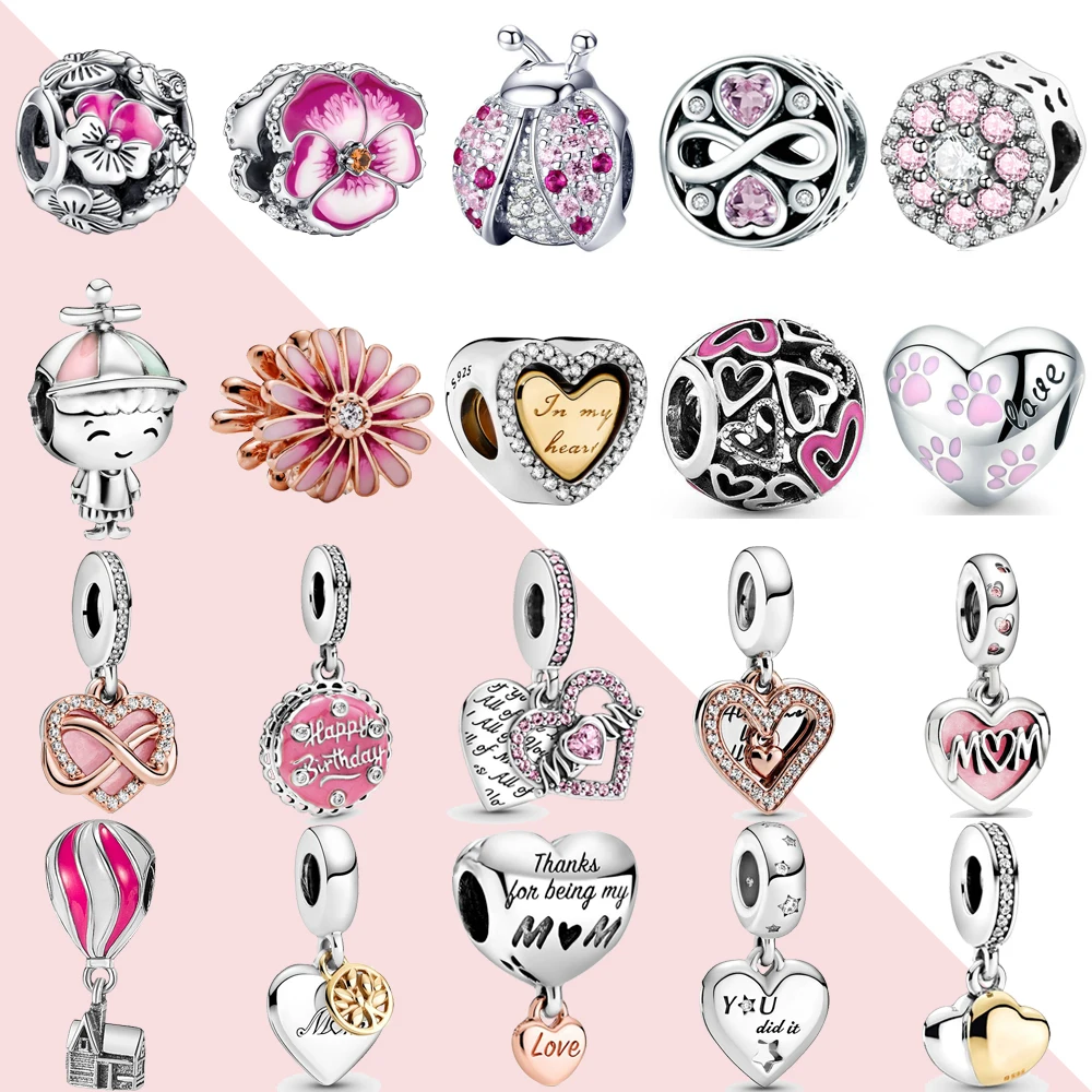 

Новый Серебряный кулон розовое сердце цветок шар Бесконечность Любовь Шарм DIY бисер Подходит для оригинального браслета Pandora женские ювелирные изделия