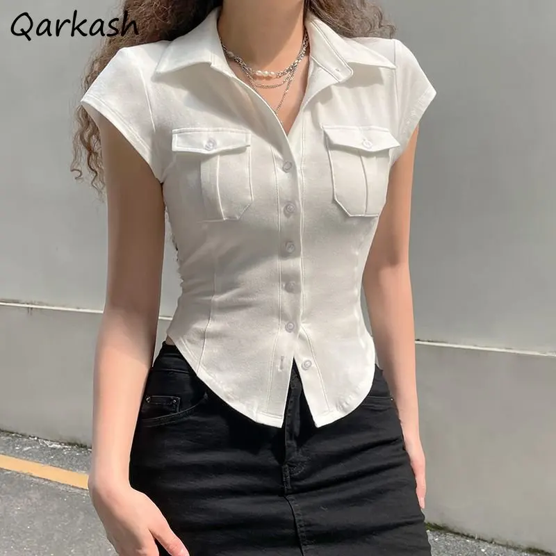 Shirts Women Solid Popular Seductive Simple French Style Designed Delicate Personality New Basics Tops All-match Streetwear Cool
Shirts Women Solid Popular Seductive Simple French Style Designed Delicate Personality New Basics Tops All-match Streetwear Cool