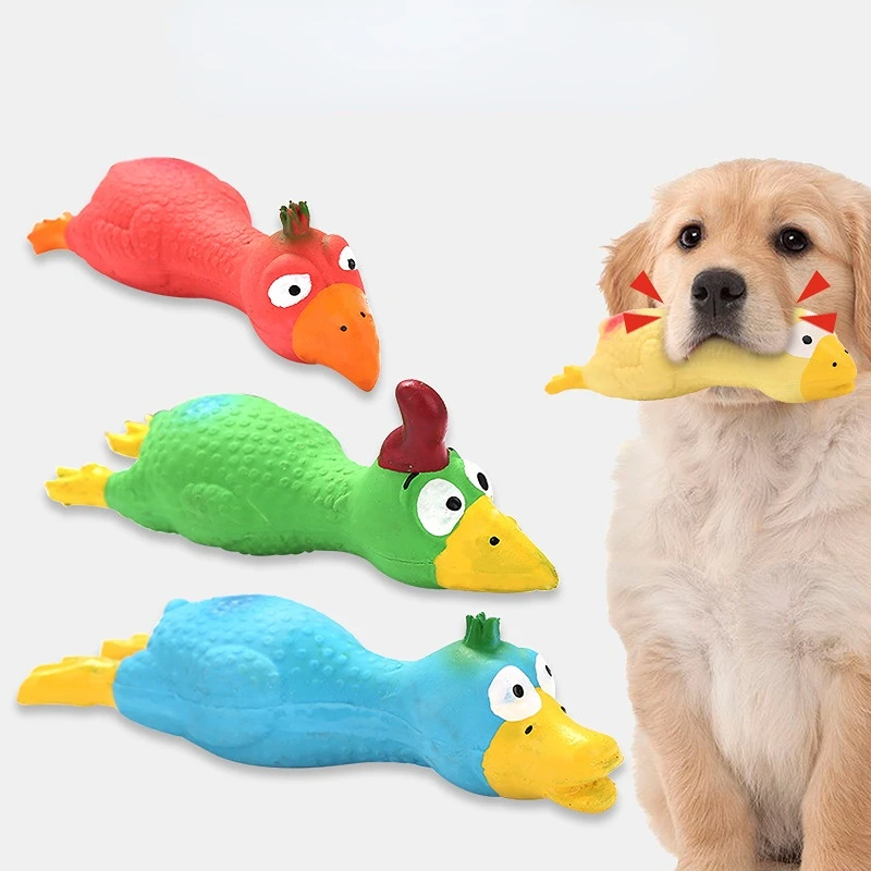 

Cute Latex Chicken Shape Pet Squeak Toys Dog Cat Puppy Chew Sound Toys Simulation Screaming Chicken Squeaker Dog Accessories