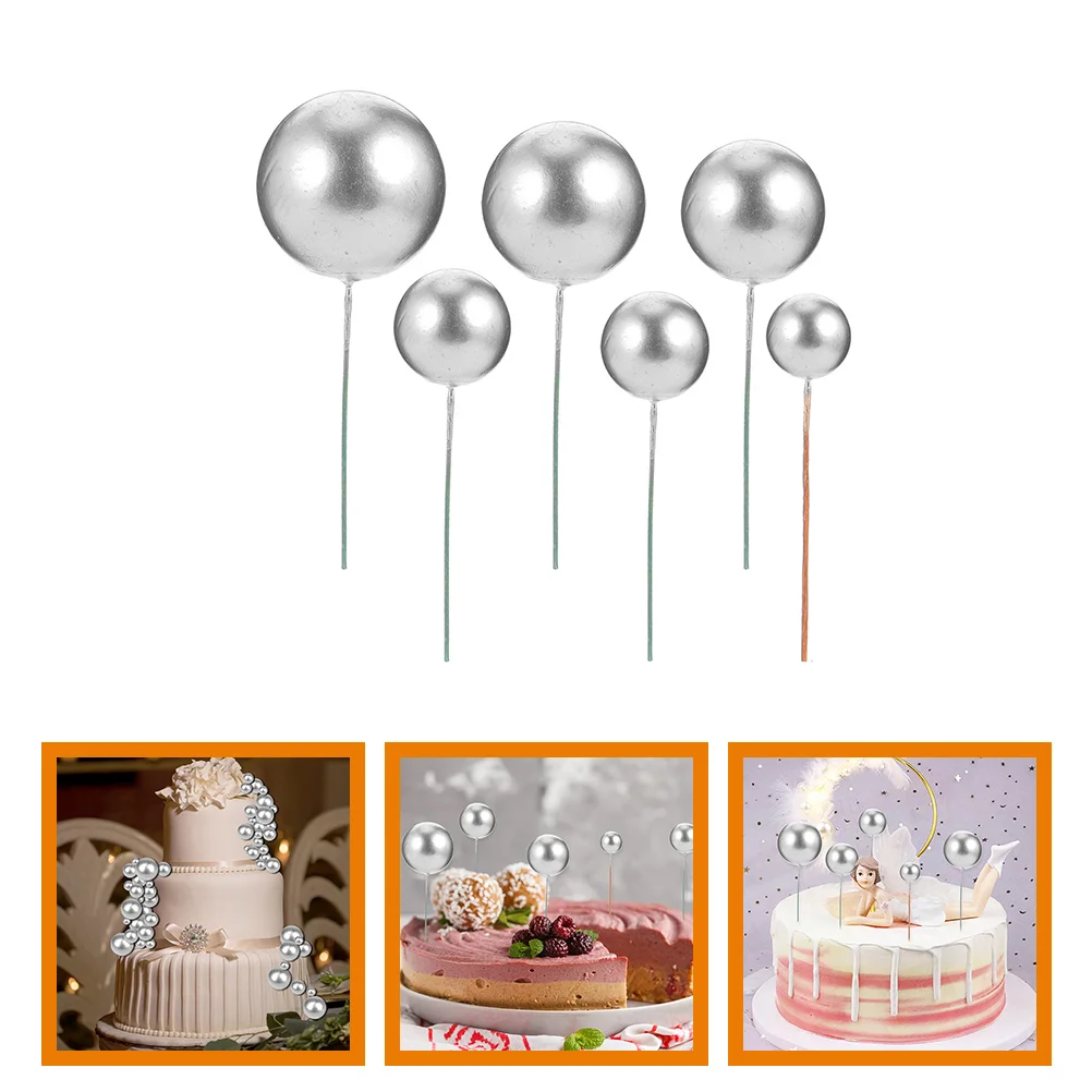 

30pcs Decorative Cake Decors Foams Ball Topper Ball Shaped Cupcake Toppers Cake Decorations