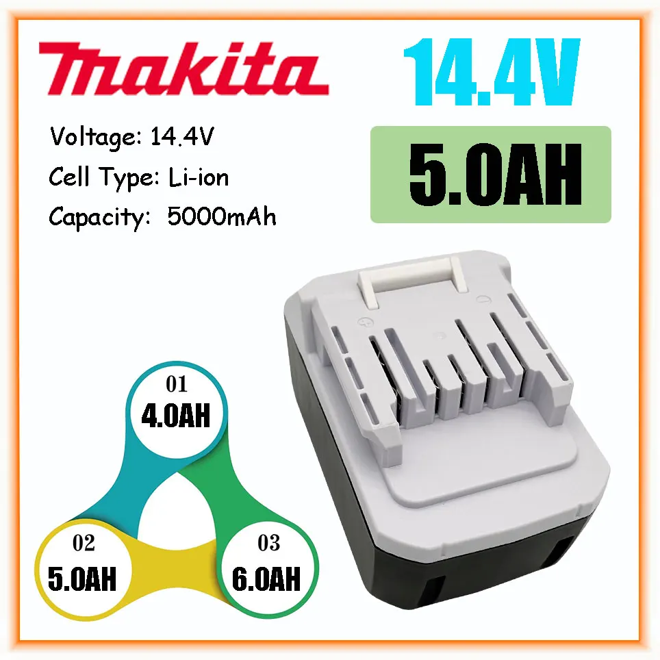 Makita 14.4V 5.0AH Rechargeable Li-Ion Battery For Makita Mak BL1415G BL1413G BL1460G DC18WA UH480D UH520D UM165D UR140D DMR106
Makita 14.4V 5.0AH Rechargeable Li-Ion Battery For Makita Mak BL1415G BL1413G BL1460G DC18WA UH480D UH520D UM165D UR140D DMR106