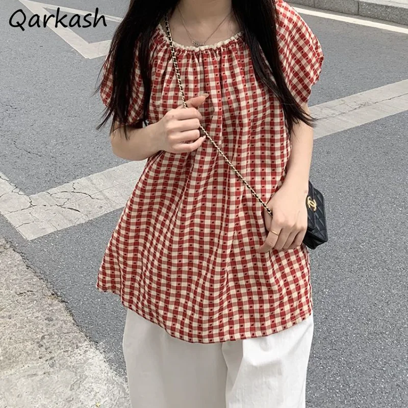Summer Plaid Blouses Sweet Tops Tender Preppy Style All-match Vintage Girlish Chic Streetwear Tender Ins Clothing Lantern Sleeve
Summer Plaid Blouses Sweet Tops Tender Preppy Style All-match Vintage Girlish Chic Streetwear Tender Ins Clothing Lantern Sleeve