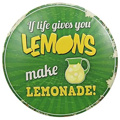 Vintage Metal Poster If Life Gives You Lemons Make Lemonade Retro Round Metal Tin Sign for Shop Bar Home Wall Decor
Vintage Metal Poster If Life Gives You Lemons Make Lemonade Retro Round Metal Tin Sign for Shop Bar Home Wall Decor