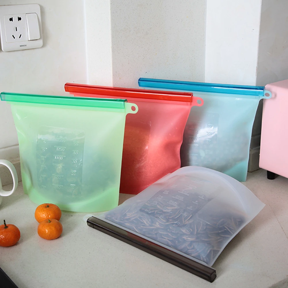 4pcs 500/1000/1500ML Reusable Thick Silicone Food Storage Bags Kitchen Food Sealing Preservation Bags Freezer Bag Leak Proof
4pcs 500/1000/1500ML Reusable Thick Silicone Food Storage Bags Kitchen Food Sealing Preservation Bags Freezer Bag Leak Proof