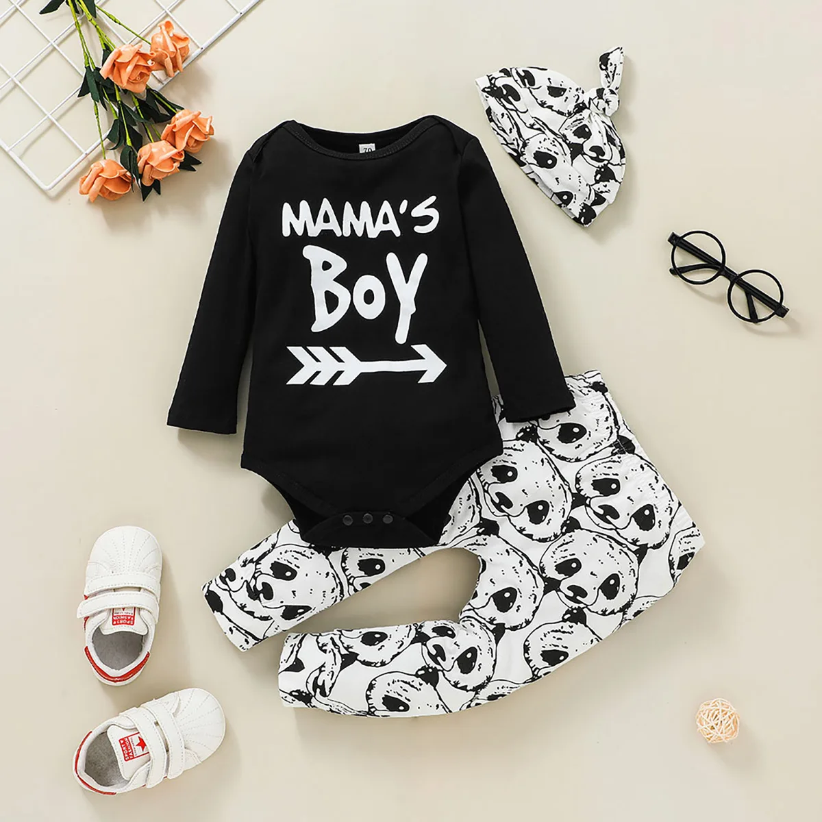 Newborn Clothes Baby Boy Girl Long-sleeved Romper Print Trousers Hat Three-piece Set Cotton Infant Toddler Kids Clothing
Newborn Clothes Baby Boy Girl Long-sleeved Romper Print Trousers Hat Three-piece Set Cotton Infant Toddler Kids Clothing