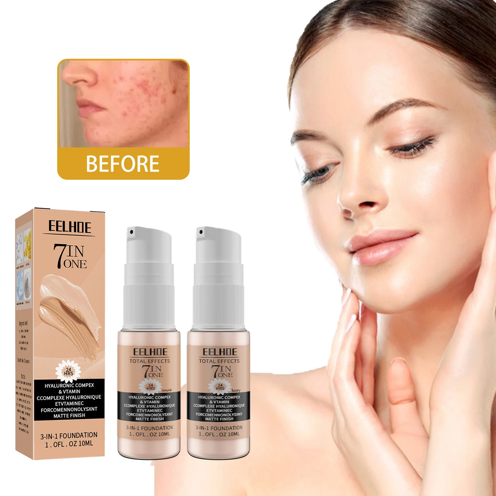 Concealer Liquid Foundation Makeup Waterproof Oil Sweat Long-lasting Makeup Moisturizing Natural Full Cover Face Cosmetics 10ml
Concealer Liquid Foundation Makeup Waterproof Oil Sweat Long-lasting Makeup Moisturizing Natural Full Cover Face Cosmetics 10ml