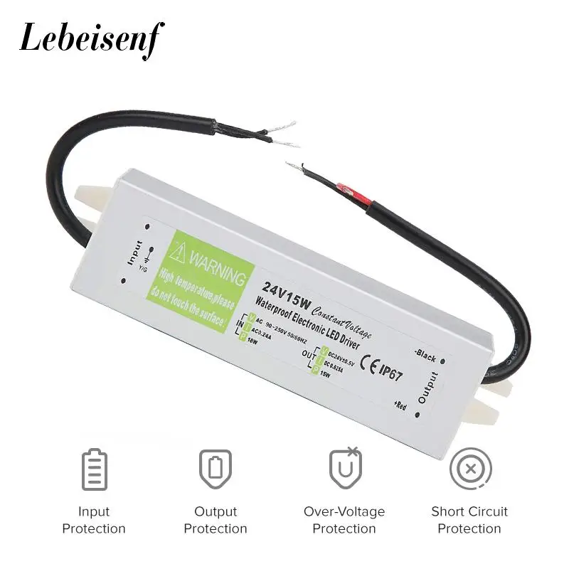 90-250V AC to DC 24V 15W 0.625A Lighting Transformer LED Drive Adapter Aluminum IP67 Outdoor Waterproof Switching Power Supply
90-250V AC to DC 24V 15W 0.625A Lighting Transformer LED Drive Adapter Aluminum IP67 Outdoor Waterproof Switching Power Supply