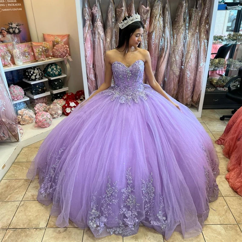 ANGELSBRIDEP Lilac Sweet 16 Quinceanera Dresses Appliqued Beading Sequined Corset Ball Gowns Vestidos De Quinceañera 15 Años 
ANGELSBRIDEP Lilac Sweet 16 Quinceanera Dresses Appliqued Beading Sequined Corset Ball Gowns Vestidos De Quinceañera 15 Años