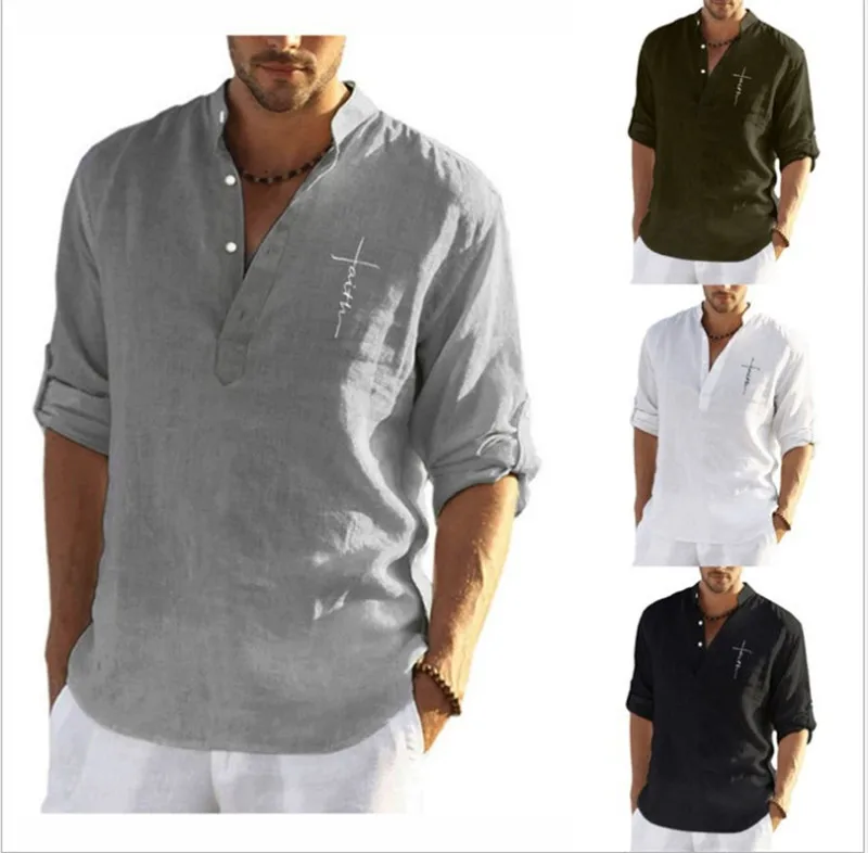 New Oversized T-shirt for Men Casual Loose Cotton Linen V Neck Tops Long Sleeve Frivolous Button Soild Tee Handsome
New Oversized T-shirt for Men Casual Loose Cotton Linen V Neck Tops Long Sleeve Frivolous Button Soild Tee Handsome
