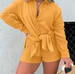 Spot Women's Clothing 2023 New Hot Selling Casual Spring/summer Long Sleeved Shirt High Waisted Shorts Two-Piece Set
Spot Women's Clothing 2023 New Hot Selling Casual Spring/summer Long Sleeved Shirt High Waisted Shorts Two-Piece Set