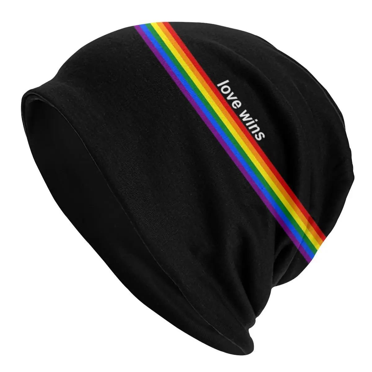 

Love Wins Pride Stripe Bonnet Beanie Knitted Hat Unisex Adult GLBT LGBT Gay Lesbian Pride Flag Winter Warm Skullies Beanies Cap