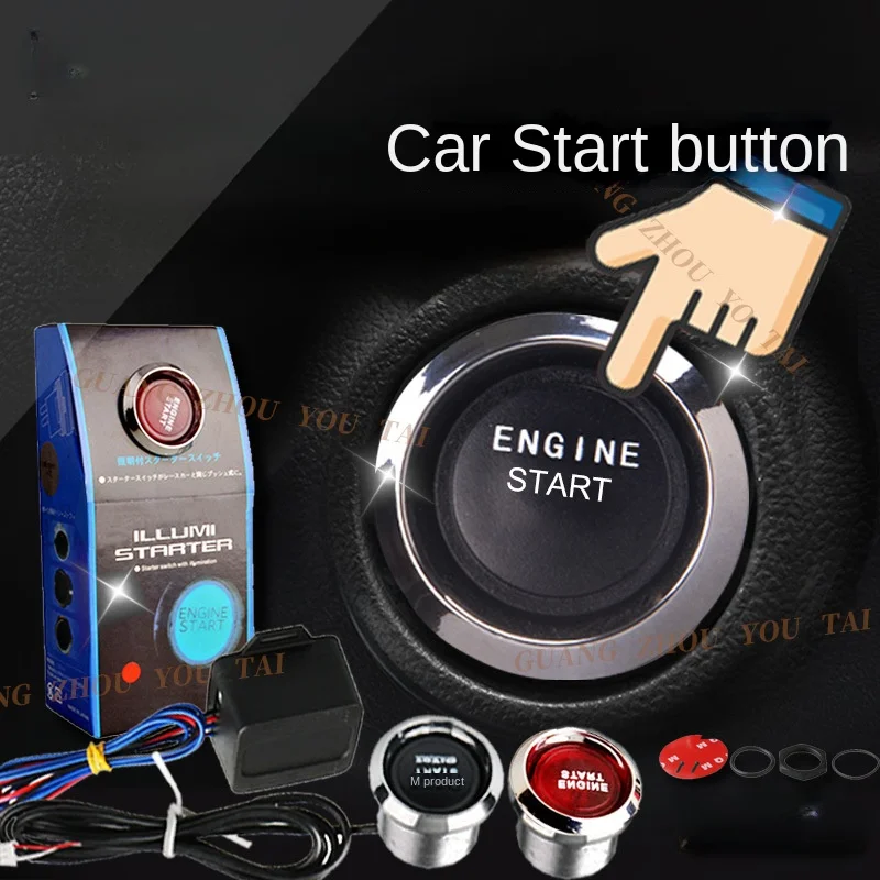 

Car Ignition Switch, One Button Start Button Switch, LED with Light, Refitting Racing Engine Start Button